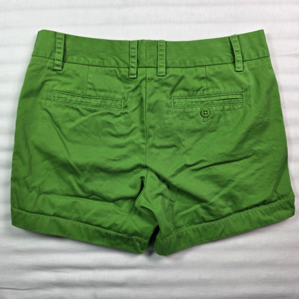 J. Crew Women's 6 Green Broken-In Chino Flat Front 100% Cotton Casual Shorts - Picture 6 of 7